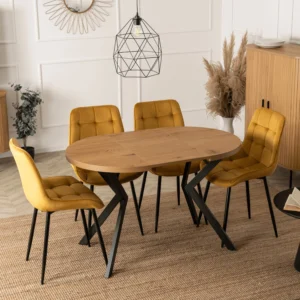 Masă extensibilă DORIAN 80-160 cm Stejar auriu/Negru