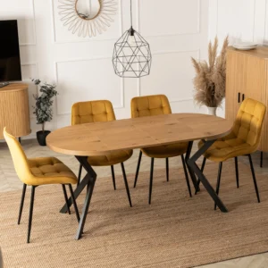 Masă extensibilă DORIAN 80-160 cm Stejar auriu/Negru