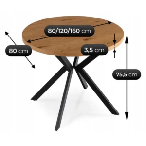 Masă extensibilă DORIAN 80-160 cm Stejar auriu/Negru