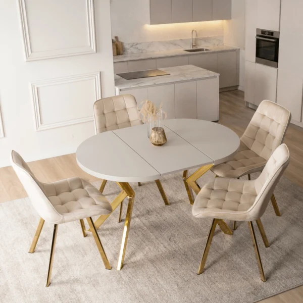 product-3471-1 DORIAN Masă pliabilă 80-160 cm Cașmir / Aur — Mese