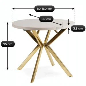 product-3471-8 DORIAN Masă pliabilă 80-160 cm Cașmir / Aur — Mese