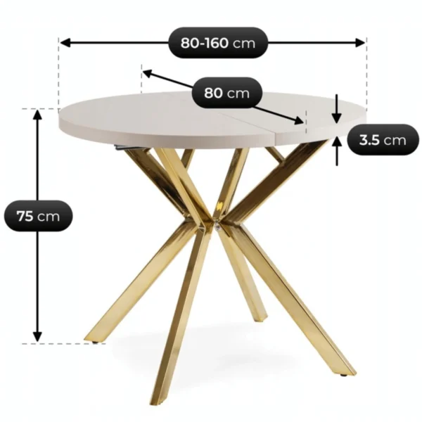 product-3471-8 DORIAN Masă pliabilă 80-160 cm Cașmir / Aur — Mese