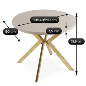 product-3472-8 LUGO Masă pliantă 90-190 cm Cașmir / Aur — Mese