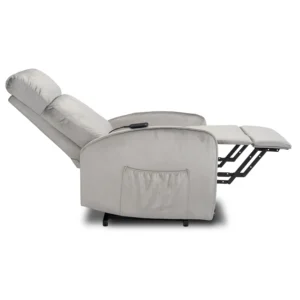 Fotoliu culisant electric COLTON cu funcție de ridicare Catifea gri — Fotolii de relaxare