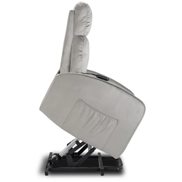 Fotoliu culisant electric COLTON cu funcție de ridicare Catifea gri — Fotolii de relaxare