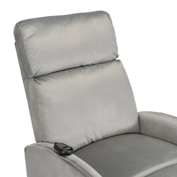 Fotoliu culisant electric COLTON cu funcție de ridicare Catifea gri — Fotolii de relaxare