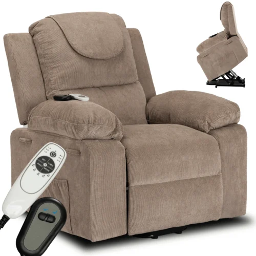 Scaun electric de masaj reclinabil FENIX cu funcție de ridicare, bej