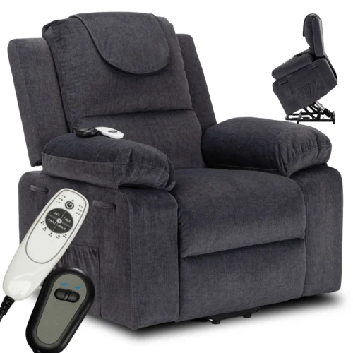 Scaun electric de masaj FENIX cu funcție de ridicare, gri închis