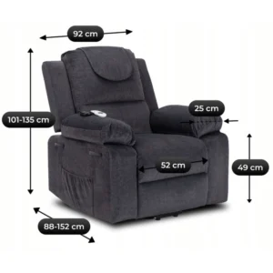 product-3489-12 Fotoliu de masaj electric, rabatabil, model FENIX, cu funcție de ridicare, culoare gri închis — Fotolii de masaj