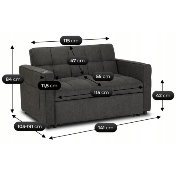 product-3491-13 Fotoliu rabatabil ASTER pentru dormit, negru