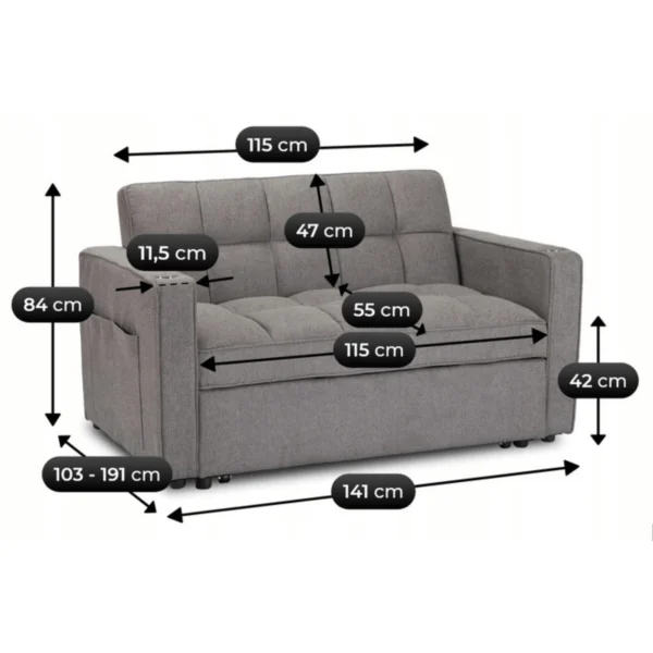 product-3492-15 Fotoliu rabatabil ASTER pentru dormit, gri