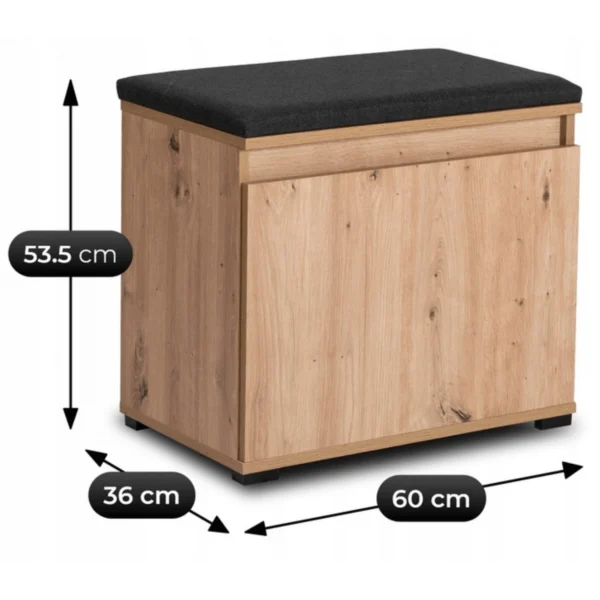 Dulap pentru pantofi VENORNA, 60 cm, stejar artizanal/grafit