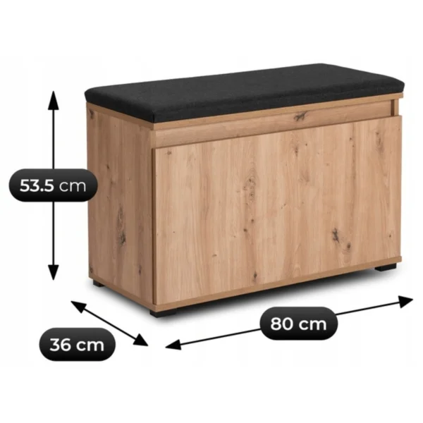 Dulap pentru pantofi PRATO, 80 cm, stejar artizanal/grafit