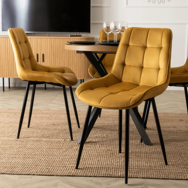 Scaun CHRIS din velur muștar