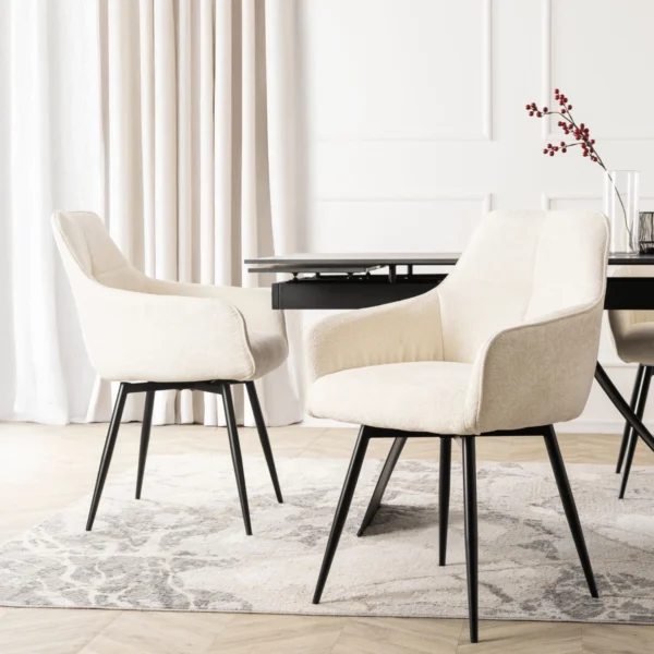 LARISA Scaun rotativ Cream Boucle — MOBILA