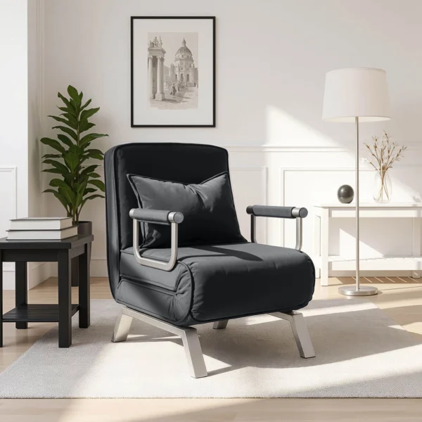 Fotoliu reclinabil BART, velur negru