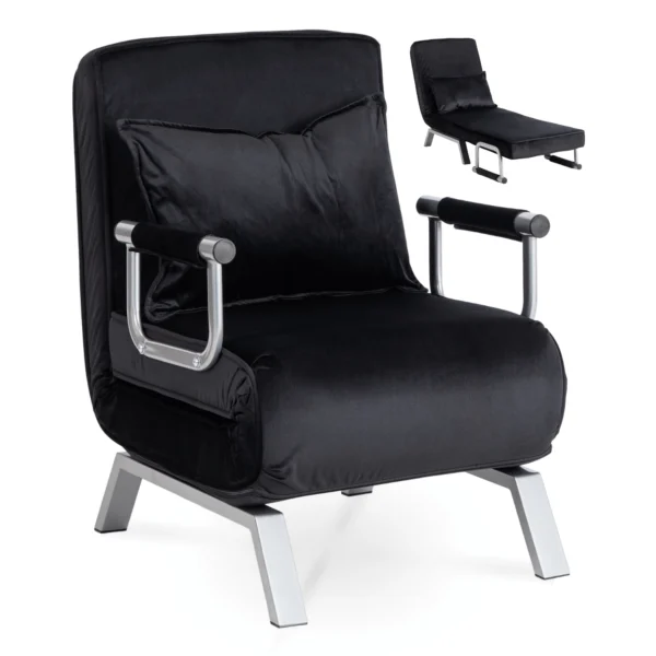 Fotoliu reclinabil BART, velur negru