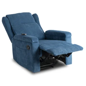 product-3536-1 SEBASTIAN masaj scaun culisant albastru marin corduroy — Fotolii de relaxare