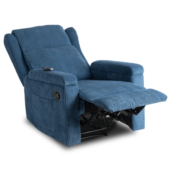 product-3536-1 SEBASTIAN masaj scaun culisant albastru marin corduroy — Fotolii de relaxare
