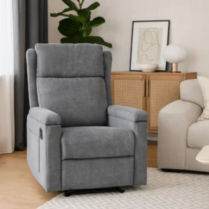 product-3538-0-1 SEBASTIAN Fotoliu de masaj reclinabil din material textil gri — Fotolii de relaxare