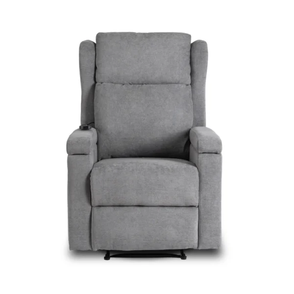 product-3538-2 SEBASTIAN Fotoliu de masaj reclinabil din material textil gri — Fotolii de relaxare