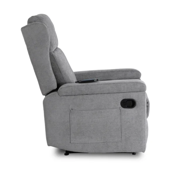 product-3538-4 SEBASTIAN Fotoliu de masaj reclinabil din material textil gri — Fotolii de relaxare