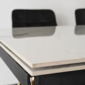 product-3539-4 IBIZA Ceramic Folding Table 160-240 cm White Marble/Gold — Mese