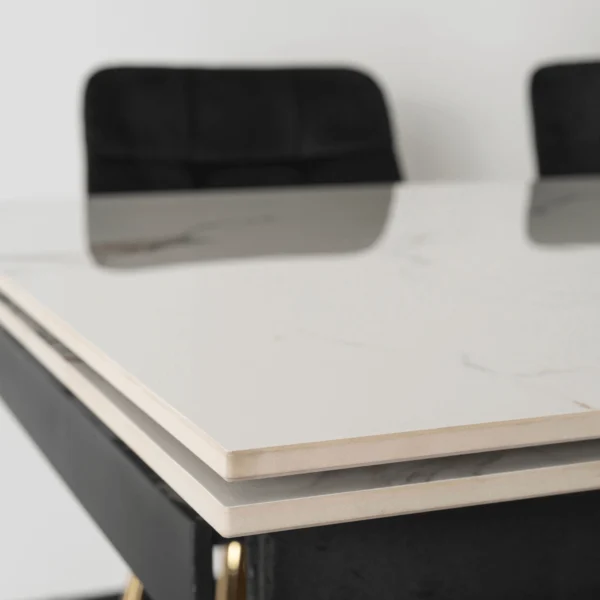 product-3539-4 IBIZA Ceramic Folding Table 160-240 cm White Marble/Gold — Mese