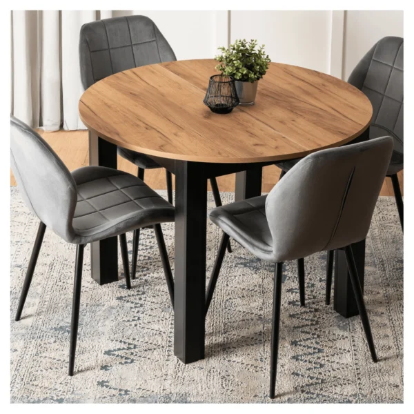 product-3541-0-1 Masă extensibilă JAMES 103–223 cm Stejar artizanal/Negru — Mese
