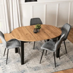 product-3541-1 Masă extensibilă JAMES 103–223 cm Stejar artizanal/Negru — Mese