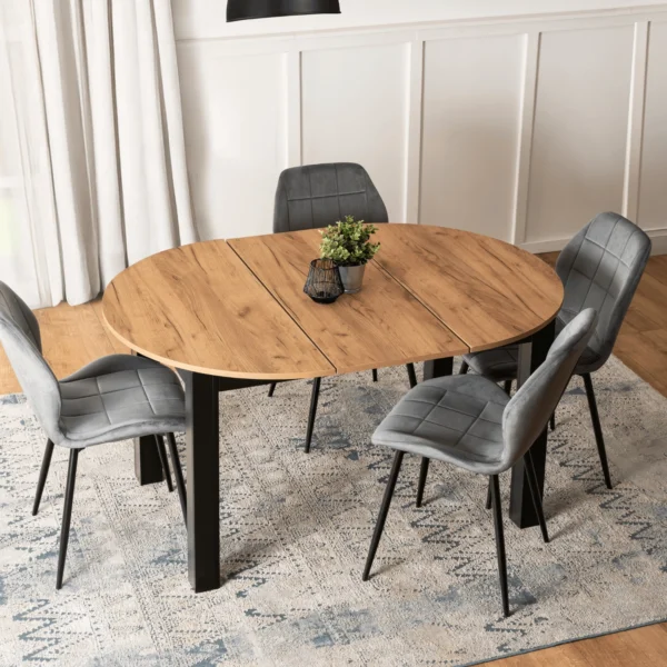 product-3541-1 Masă extensibilă JAMES 103–223 cm Stejar artizanal/Negru — Mese