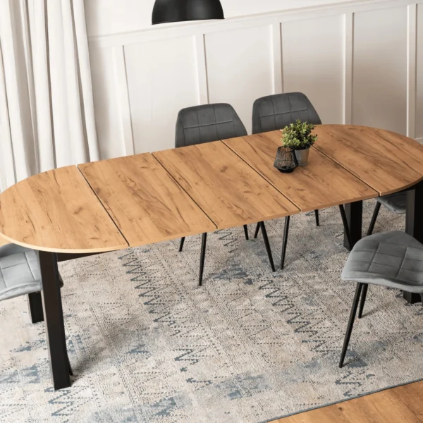 product-3541-3 Masă extensibilă JAMES 103–223 cm Stejar artizanal/Negru — Mese