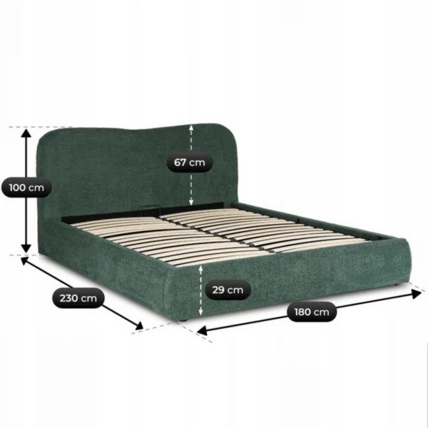 Pat 160x200 BRISTOL cu container Green Boucle — MOBILA