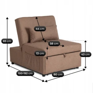 product-3566-8 IBERIS 80 cm Fotoliu pliabil pentru dormit Brown — Fotolii de relaxare