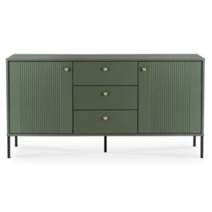 SOFT 154 cm Comodă cu două uși și sertare, cu caneluri, verde