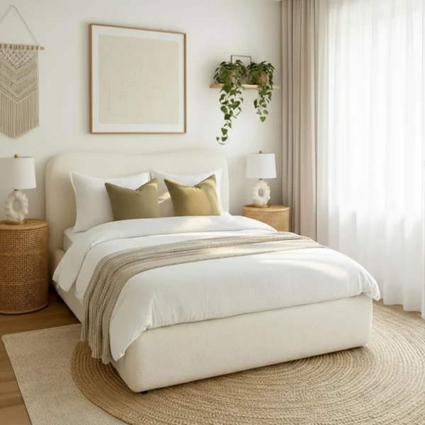 Pat 160x200 BRISTOL cu recipient Cream Boucle — MOBILA