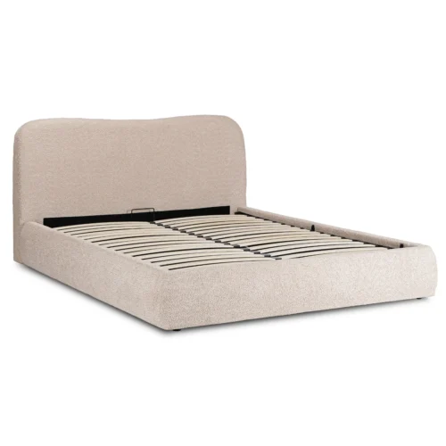 Pat BRISTOL 160x200 cu spațiu de depozitare, bej bouclé