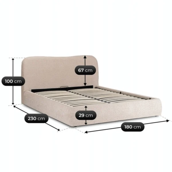 Pat BRISTOL 160x200 cu spațiu de depozitare, bej bouclé