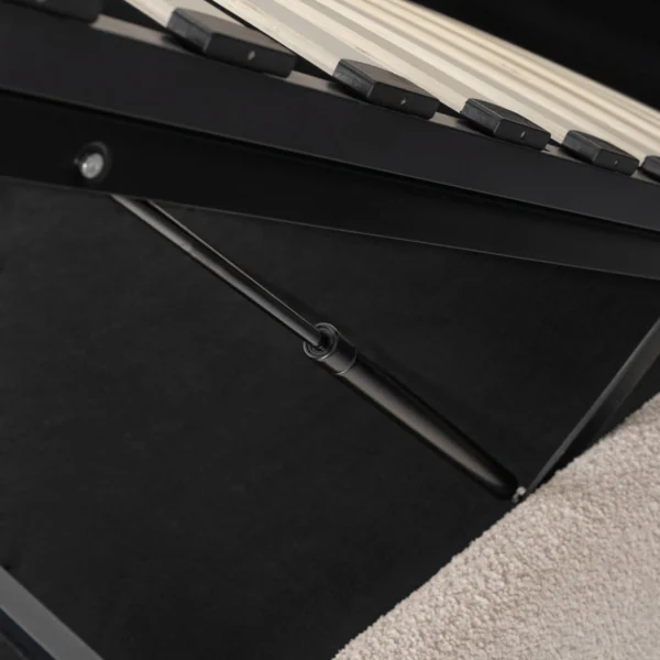 Pat BRISTOL 160x200 cu spațiu de depozitare, bej bouclé