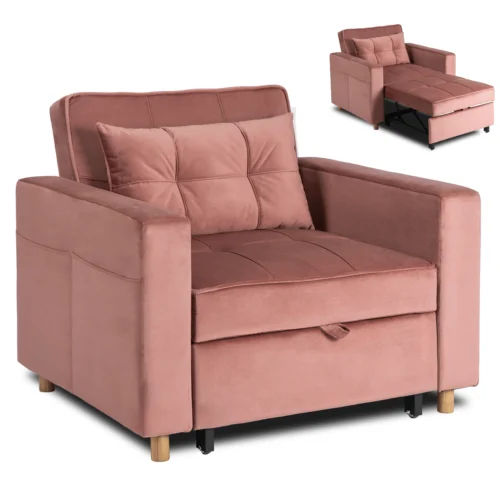 Scaun reclinabil SOLOR din velur roz