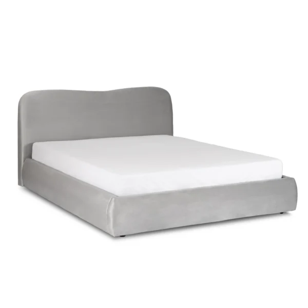 Pat 160x200 BRISTOL cu container din catifea gri — MOBILA