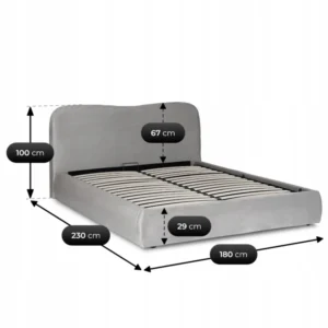 Pat 160x200 BRISTOL cu container din catifea gri — MOBILA