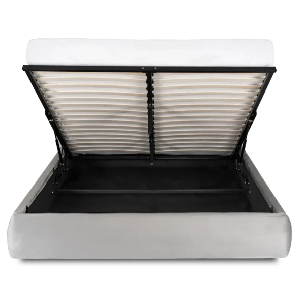 Pat 160x200 BRISTOL cu container din catifea gri — MOBILA