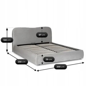 Pat 180x200 BRISTOL cu coș în catifea gri — Mobilier pentru dormitor