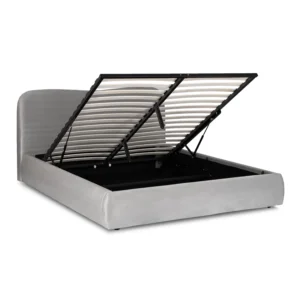 Pat 180x200 BRISTOL cu coș în catifea gri — Mobilier pentru dormitor