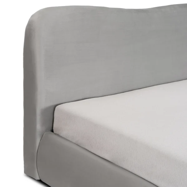 Pat 180x200 BRISTOL cu coș în catifea gri — Mobilier pentru dormitor