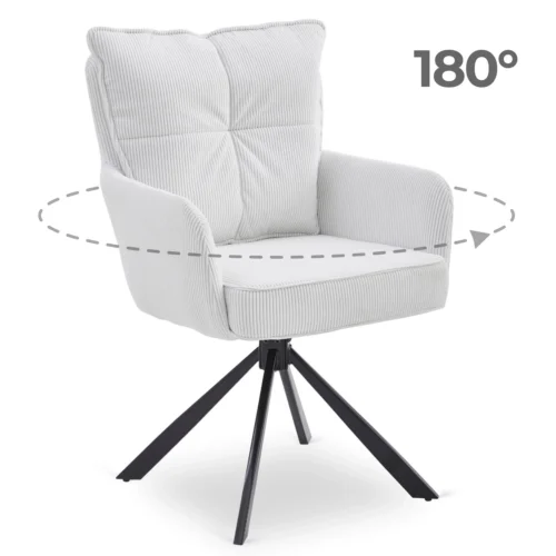 Scaun pivotant CITY din catifea crem