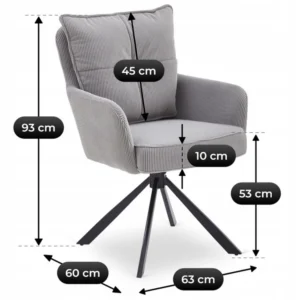 Scaun pivotant CITY din catifea gri