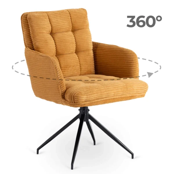 Scaun pivotant AKITA din catifea muștar