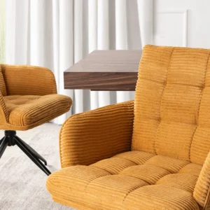 Scaun pivotant AKITA din catifea muștar